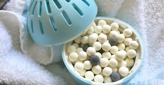 Open Ecoegg Laundry Detergent Egg with pellets inside