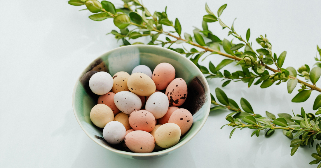 Easter chocolate eggs in a bowl