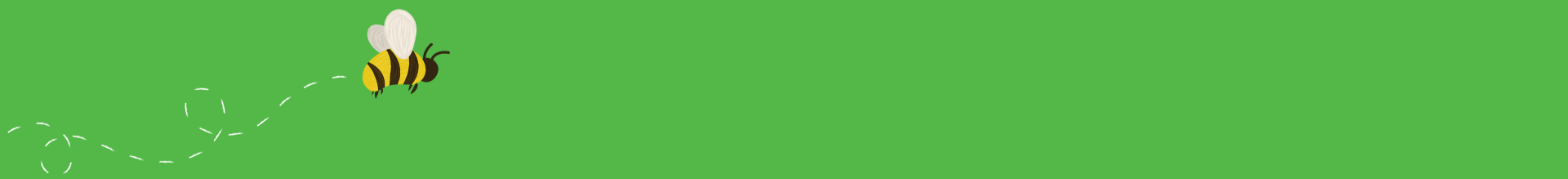 Cartoon bee flying on a green background