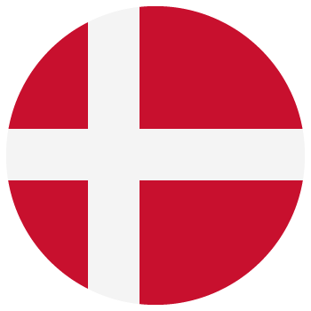 Flag of Denmark with a red circle and white cross