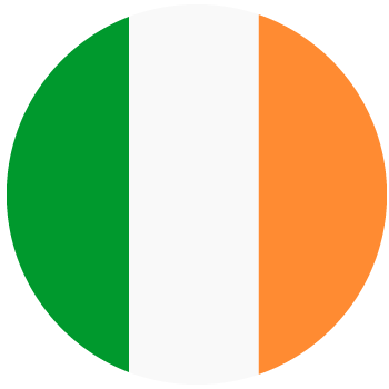 Flag of Ireland with green, white, and orange colors on a white background