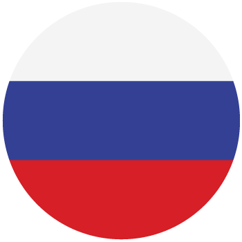 Circular sticker with blue and red design