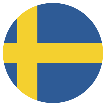 Flag of Sweden in a circular shape on a white background