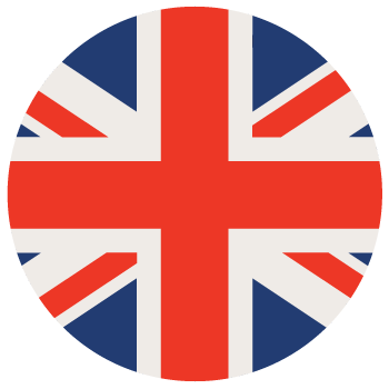 Round sticker with the Union Jack design on a white background